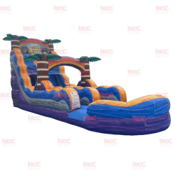 18 foot tiki plunge single lane extended inflated pool full stairs 1 18' Tiki Plunge Water Slide