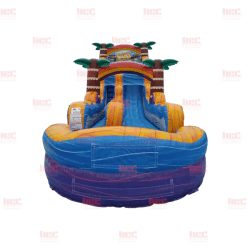 18 foot tiki plunge single lane extended inflated pool full stairs 5 18' Tiki Plunge Water Slide