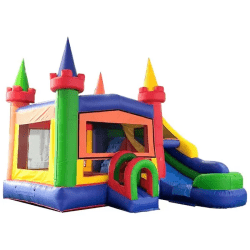 inflatable bounce house water slide modular rainbow6 1755708910 Retro Combo Bounce and Slide